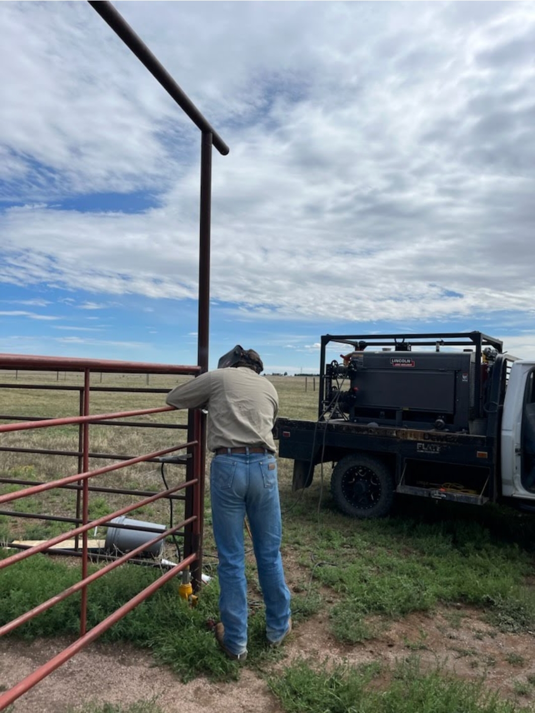 Mobile welding on ranch gate in Wyoming